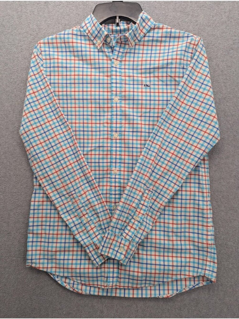 Vineyard Vines Shirt Boys 16 Multicolor Plaid Stretch Button Down Whale Logo